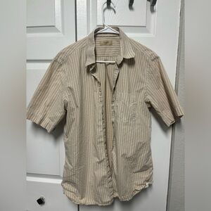 Tasso Elba Cream and White Casual Button Down Shirt
